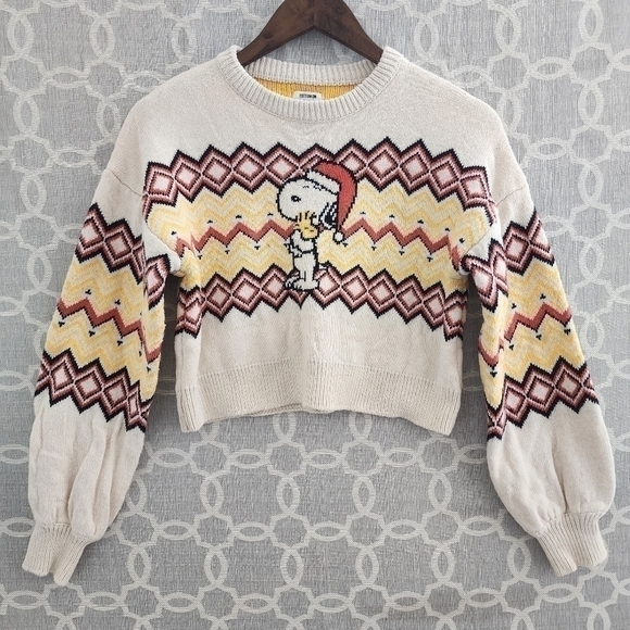 Peanuts Women's XS/PP Knit Sweater Cropped Crewneck Printed - Picture 1 of 8